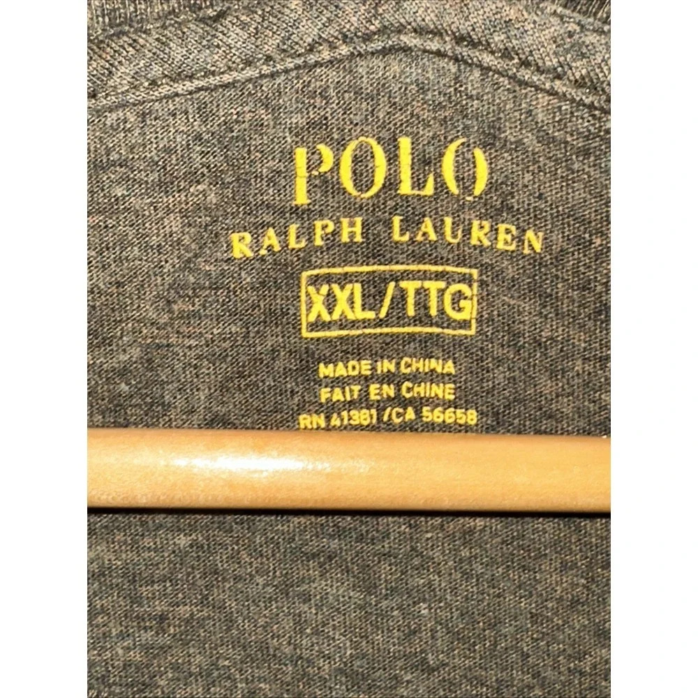 Polo Ralph Lauren‎ T-Shirt Mens 2XL Green with Orange Pony Long Sleeve